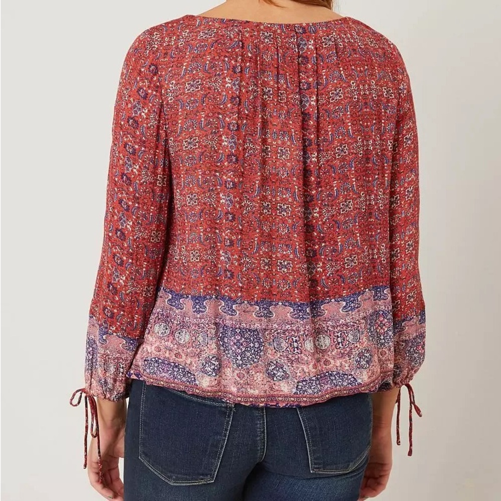 Boho Tapestry Print Peasant Blouse - Picture 3 of 11